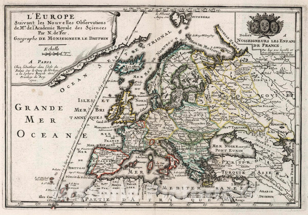 Historic Map : L'Europe, 1700 Atlas - Vintage Wall Art