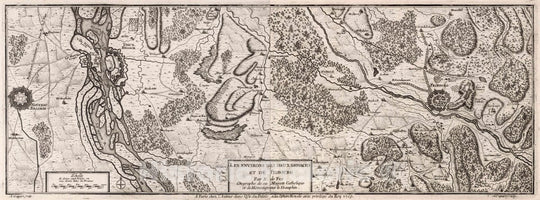 Historic Map : Composite Map: Les Environs des Deux Brisachs Fribourg, France and Germany, 1705 Atlas - Vintage Wall Art