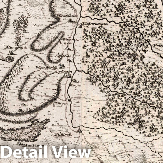 Historic Map : Composite Map: Les Environs des Deux Brisachs Fribourg, France and Germany, 1705 Atlas - Vintage Wall Art