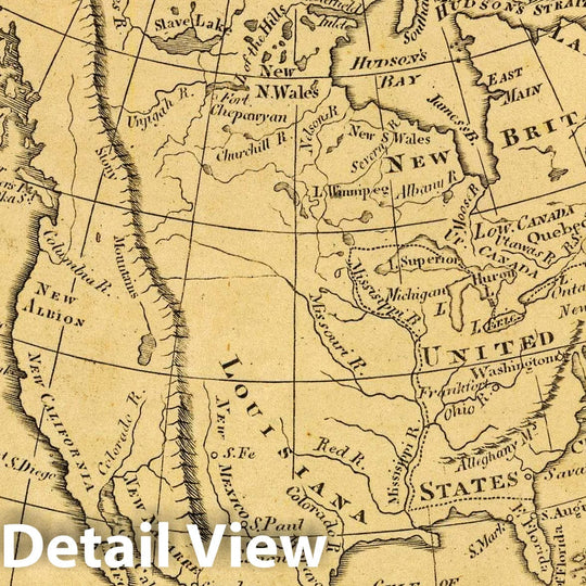 Historic Map : North America. Published by Lincoln & Edmands, Boston, (1819), 1819 Atlas - Vintage Wall Art