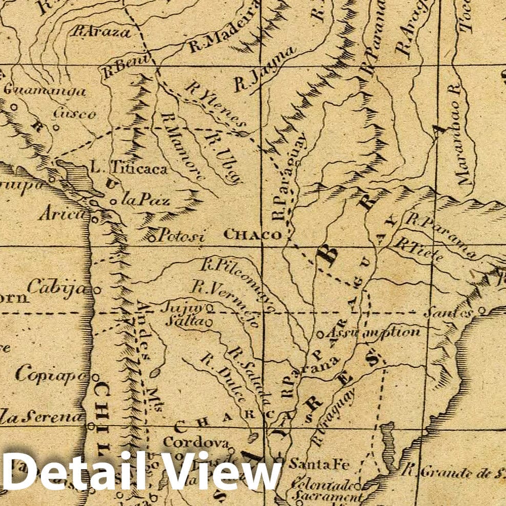 Historic Map : South America. Published by Lincoln & Edmands, Boston, (1819), 1819 Atlas - Vintage Wall Art