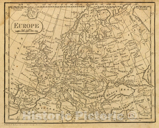 Historic Map : Europe. Published by Lincoln & Edmands, Boston, (1819), 1819 Atlas - Vintage Wall Art