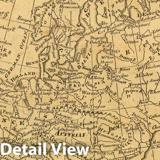 Historic Map : Europe. Published by Lincoln & Edmands, Boston, (1819), 1819 Atlas - Vintage Wall Art