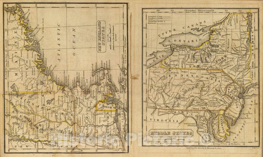 Historic Map : 1832 School Atlas - New England States. Middle States. H. Morse Sc. Published by Lincoln & Edmands, Boston. (1832) - Vintage Wall Art