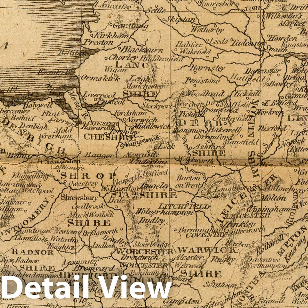 Historic Map : England & Wales. Philad, Published by M. Carey & Son, 1820. (1825), 1825 Atlas - Vintage Wall Art