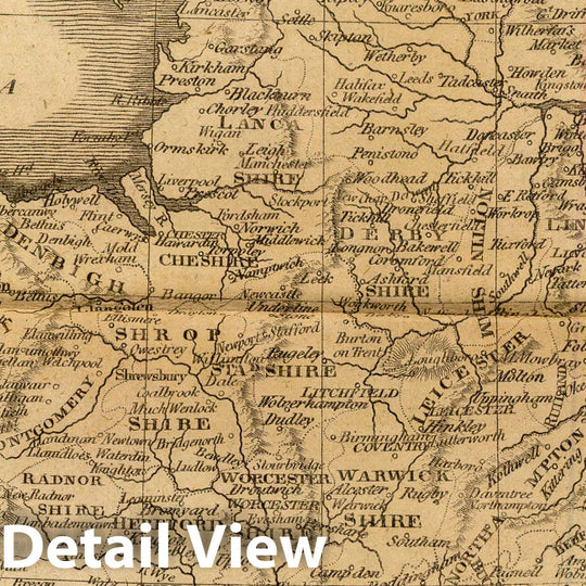 Historic Map : England & Wales. Philad, Published by M. Carey & Son, 1820. (1825), 1825 Atlas - Vintage Wall Art