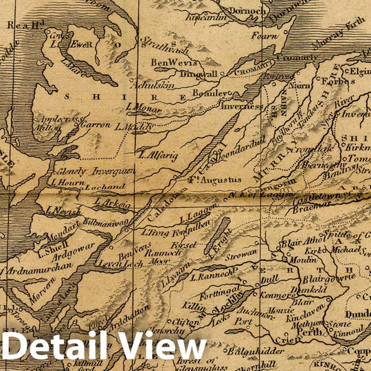 Historic Wall Map : Scotland. Philad, Published by M. Carey & Son, 1820. (1825), 1825 Atlas - Vintage Wall Art