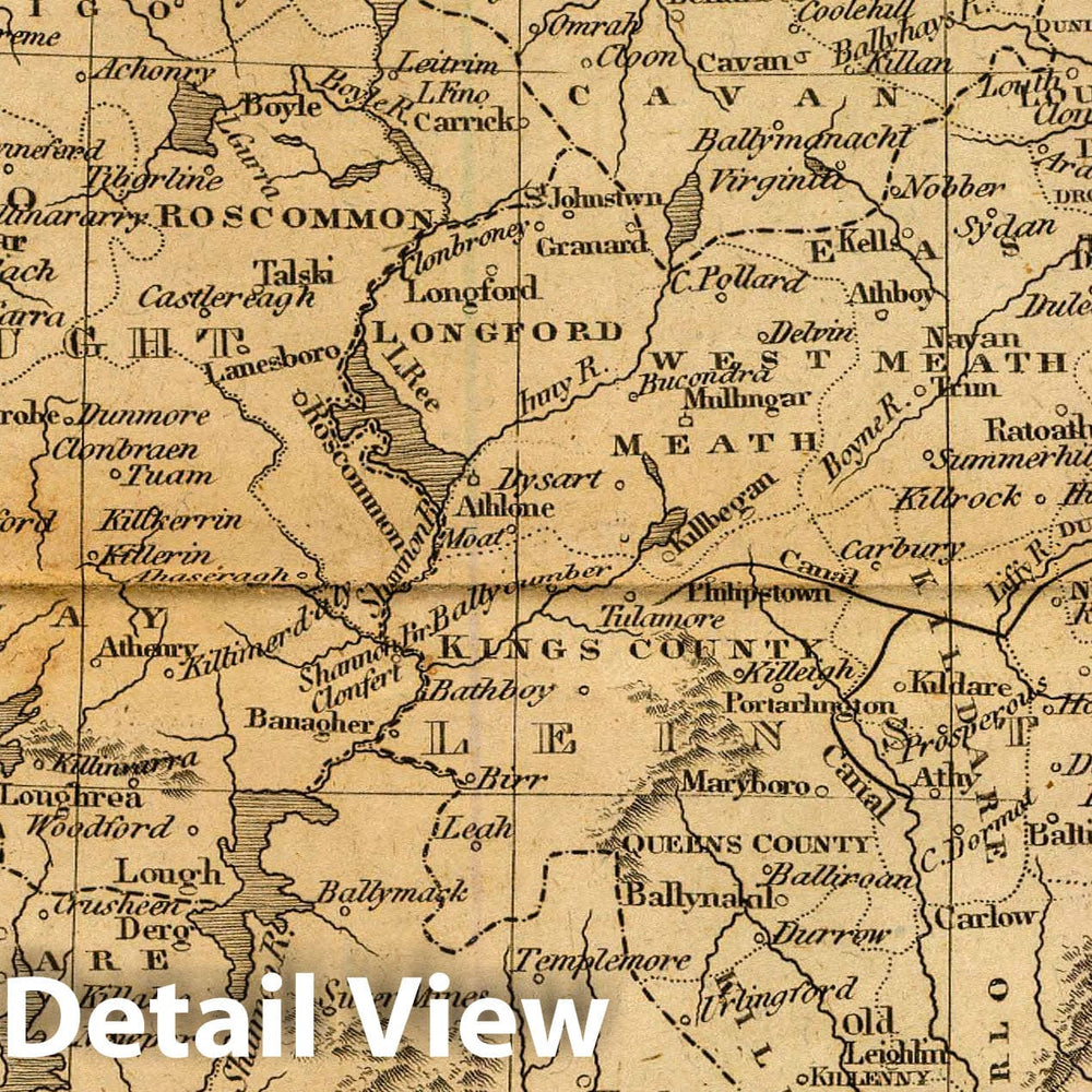 Historic Map : Ireland. Philad, Published by M. Carey & Son, 1820. (1825), 1825 Atlas - Vintage Wall Art