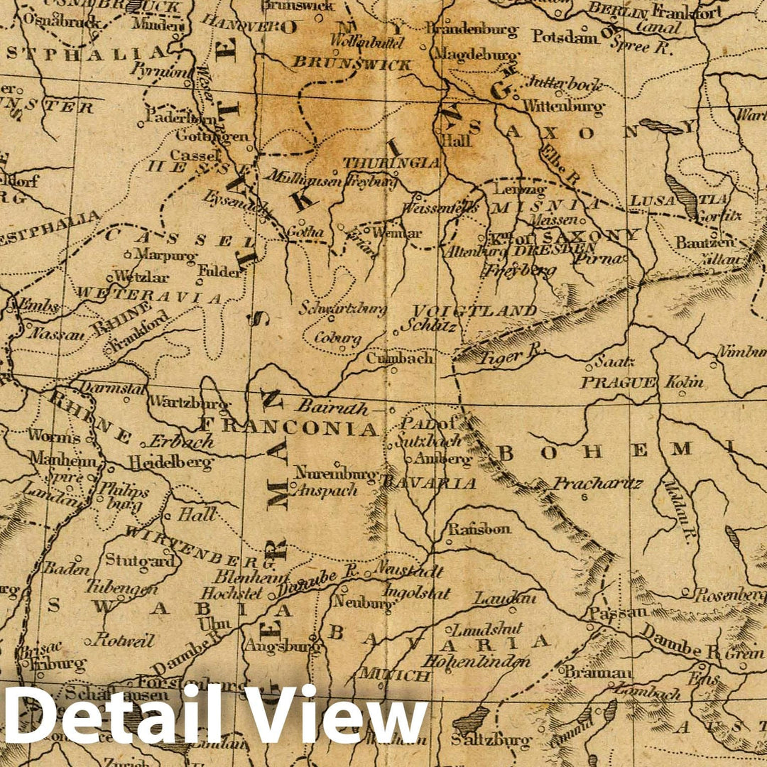 Historic Map : Germany. Philad, Published by M. Carey & Son, 1820. (1825), 1825 Atlas - Vintage Wall Art