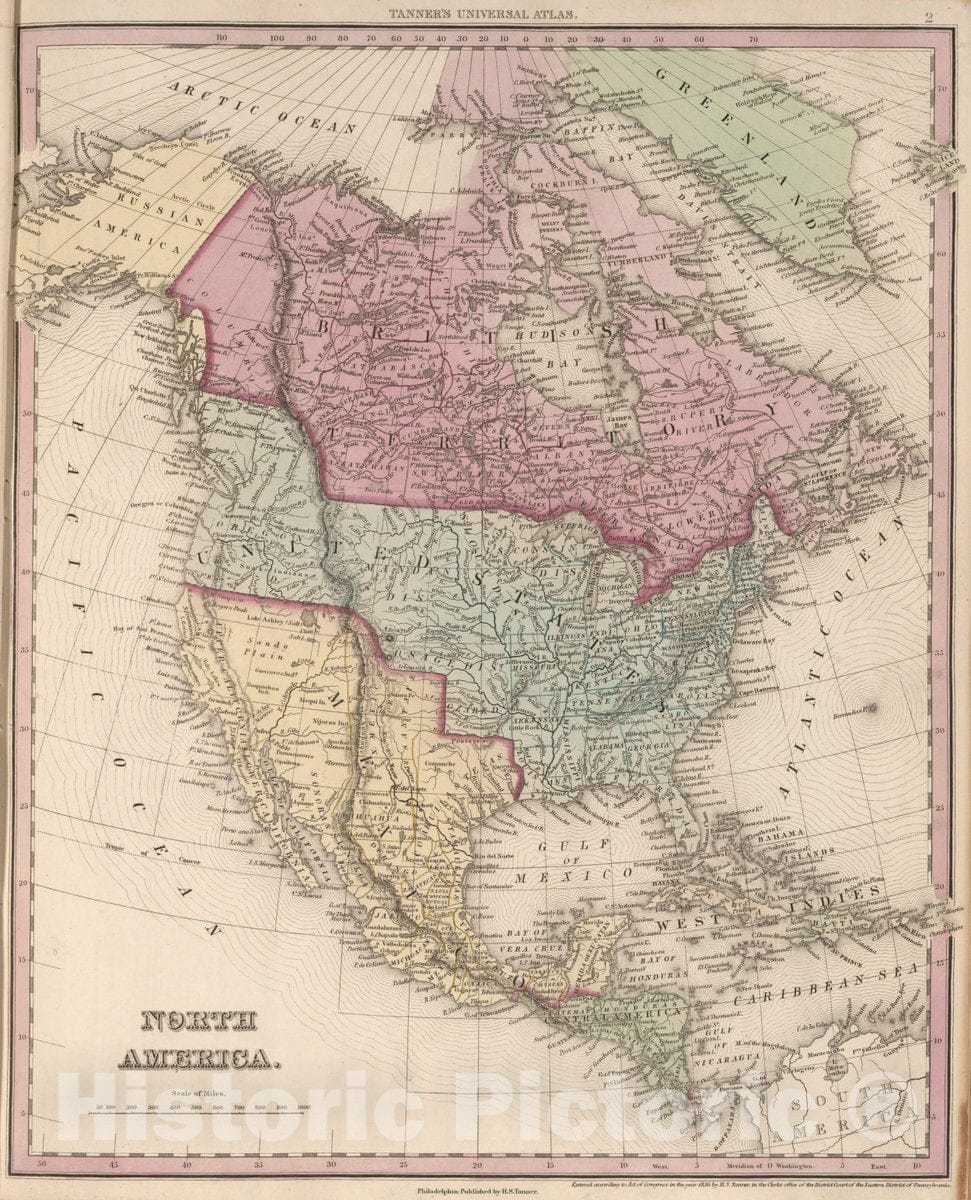 Historic Map : North America, 1836 Atlas v1 Vintage Wall Art