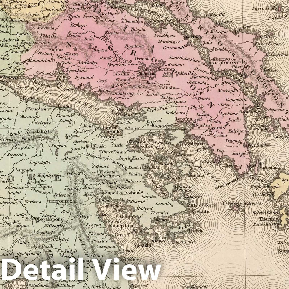 Historic Map : Greece. (Inset) Candia, 1836 Atlas - Vintage Wall Art