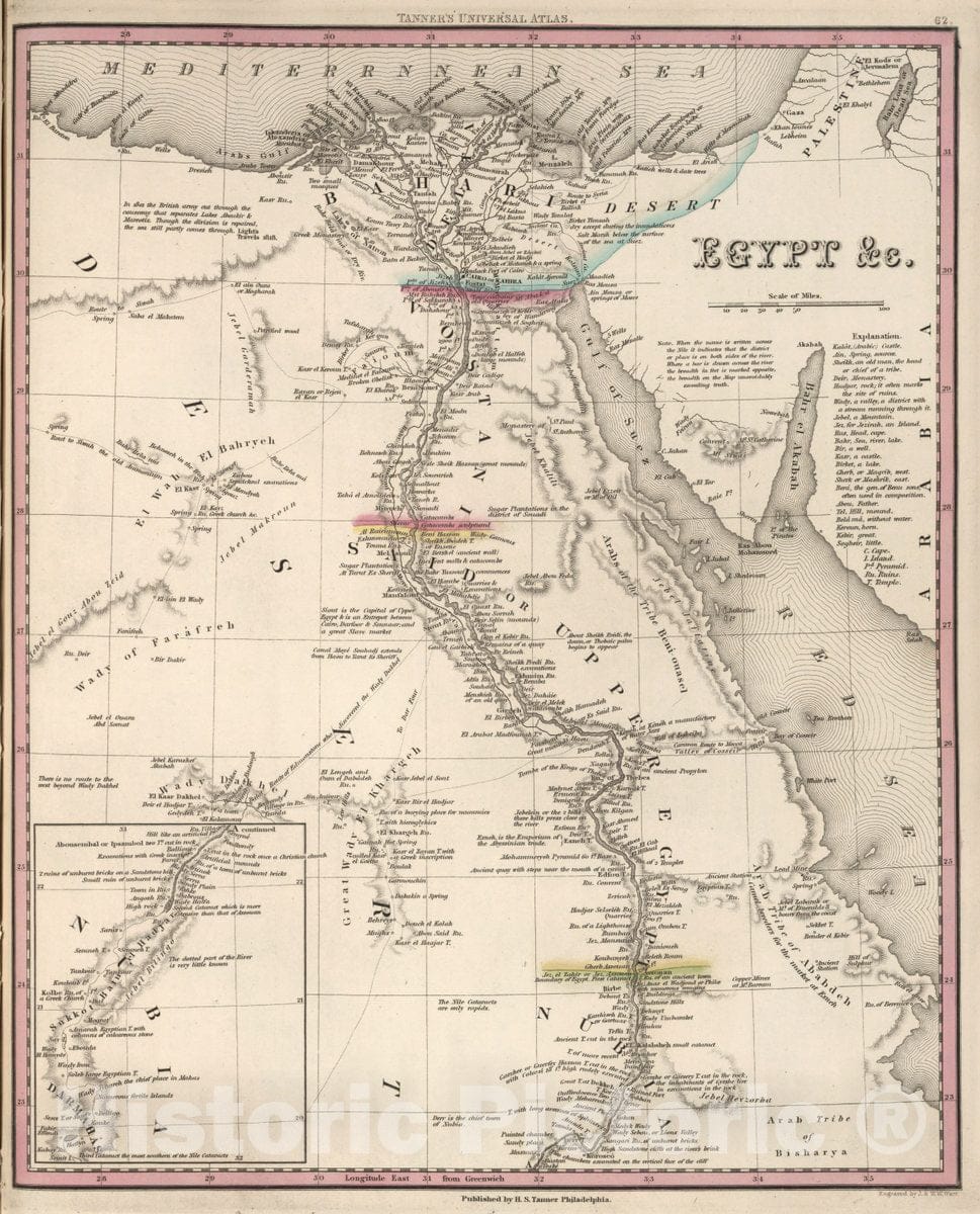 Historic Map : Egypt &c, 1836 Atlas - Vintage Wall Art