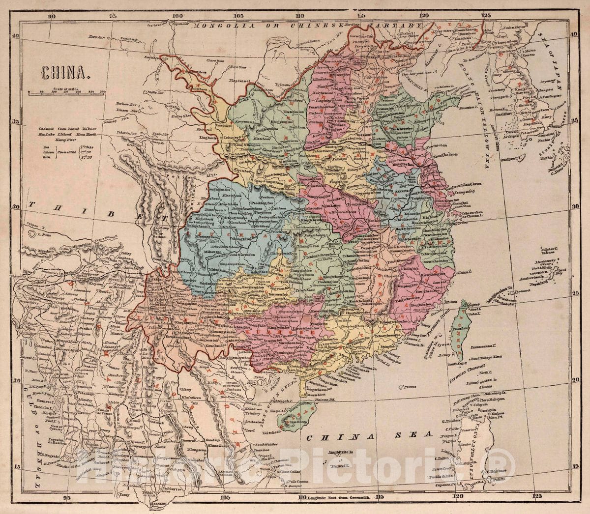 Historic Map : China, 1856 Atlas - Vintage Wall Art