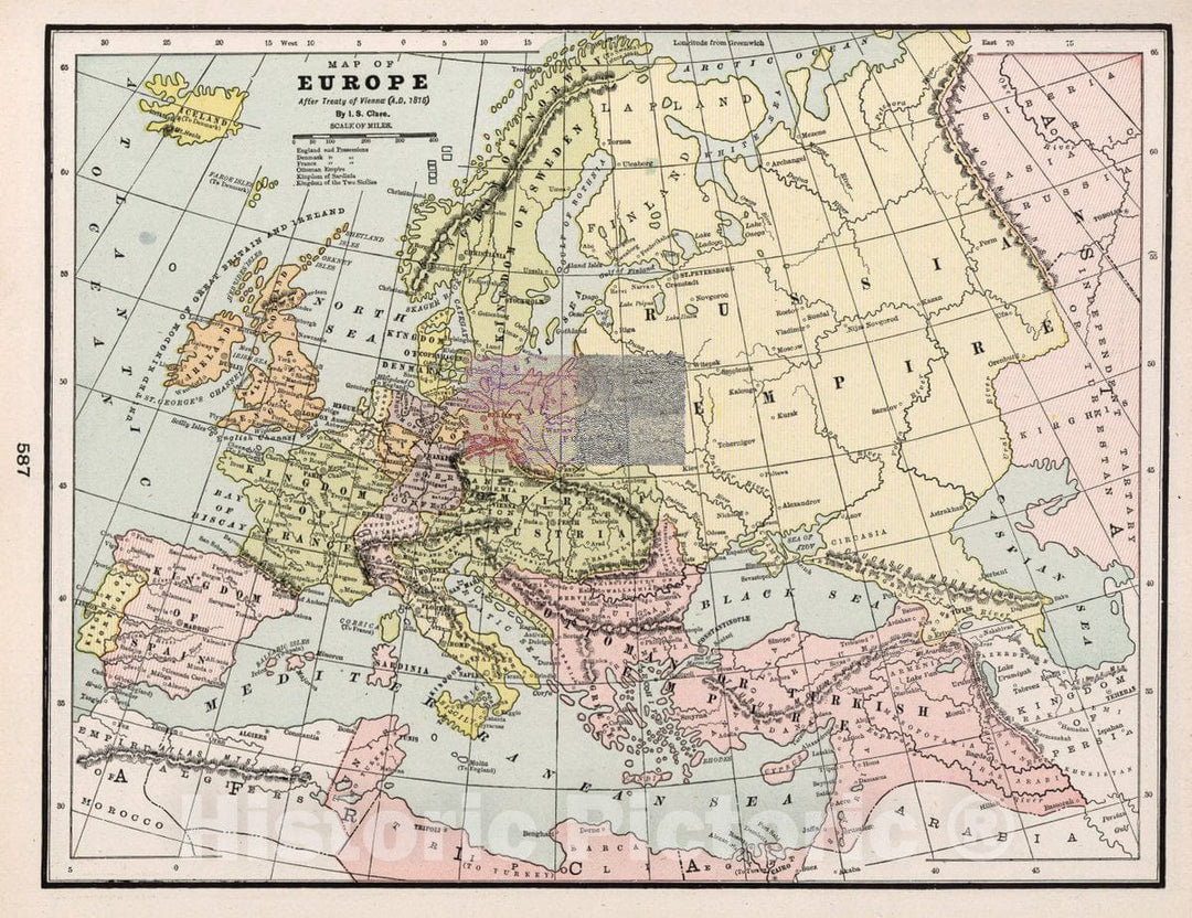 Historic Map : Map of Europe After Treaty of Vienna. A.D. 1815, 1901 Atlas - Vintage Wall Art