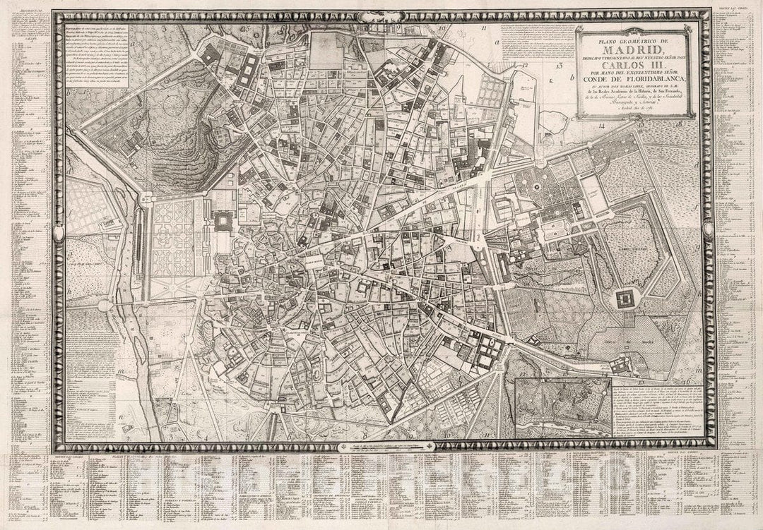 Historic Map : Madrid , Spain, 99. Plano geometrico de Madrid, 1785, Vintage Wall Art