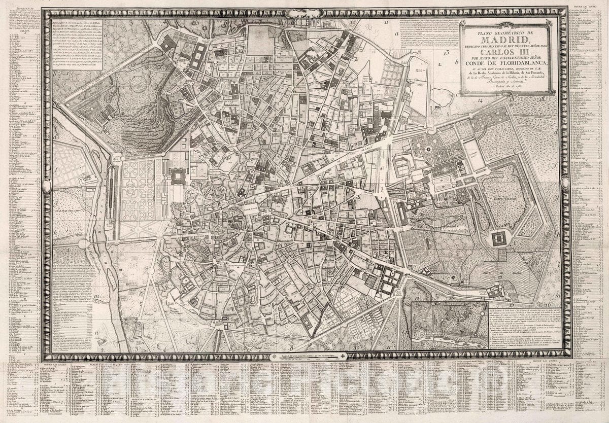 Historic Map : Madrid , Spain, 99. Plano geometrico de Madrid, 1785, Vintage Wall Art