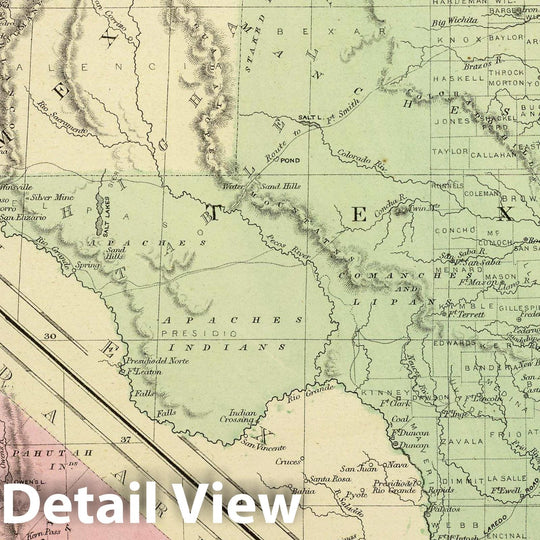 Historic Map : Texas. (with) California. Drawn by E. Wells, N.Y, 1864 Atlas - Vintage Wall Art