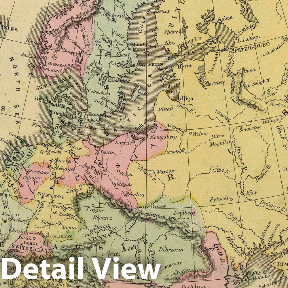 Historic Wall Map : Europe. Designed to accompany Cornell's High School Geography, 1864 Atlas - Vintage Wall Art