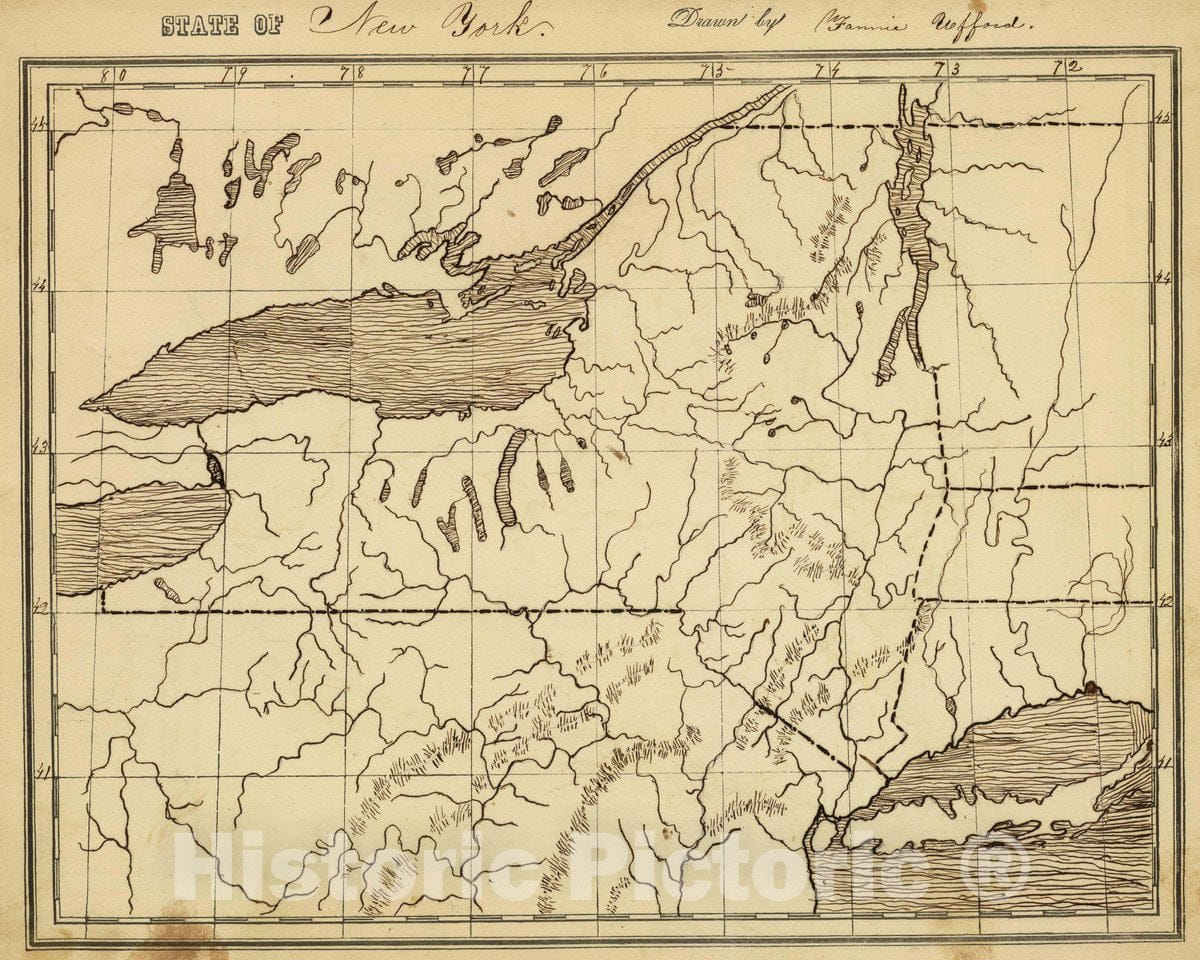 Historic Map : State of (to be filled in). Drawn by (to be filled in. By George W. Fitch. New York: Sheldon, Blakeman and Company, 115 Nassau Street, 1850 Atlas - Vintage Wall Art