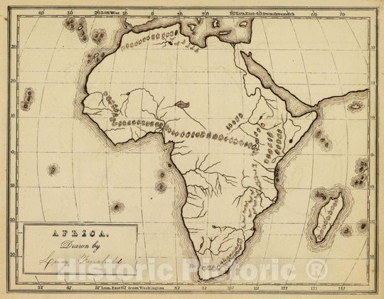 Historic Map : Africa. Drawn by (to be Filled in. by George W. Fitch. New York: Sheldon, Blakeman and Company, 115 Nassau Street, 1850 Atlas - Vintage Wall Art