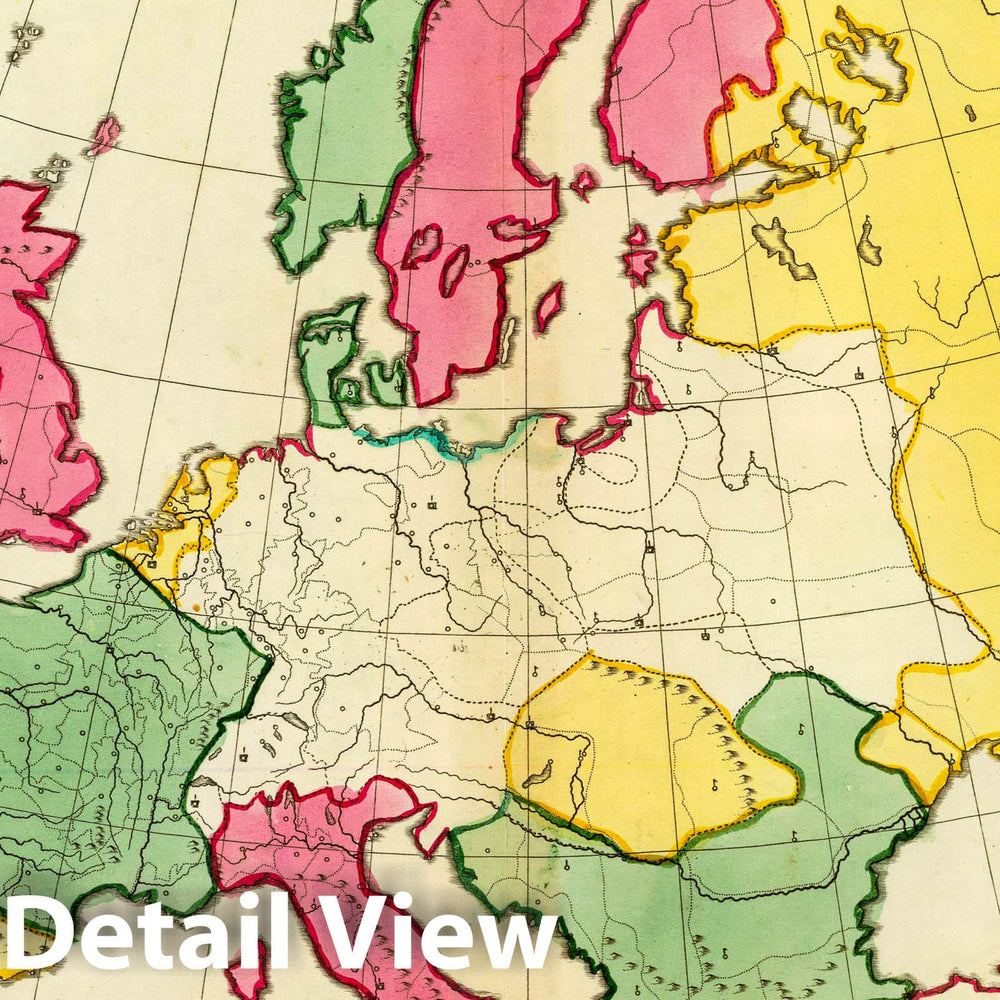 Historic Map : A Plain map or emblematic Chart for The Geographical Game of Europe, According to The Method of The Abbe Gaultier, 1797, 1797 Atlas - Vintage Wall Art