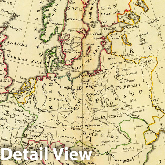 Historic Map : Europe, According to The Method of The Abbe Gaultier by Mr. Wauthier, his Pupil, 1799. Hewitt sc, 1799 Atlas - Vintage Wall Art