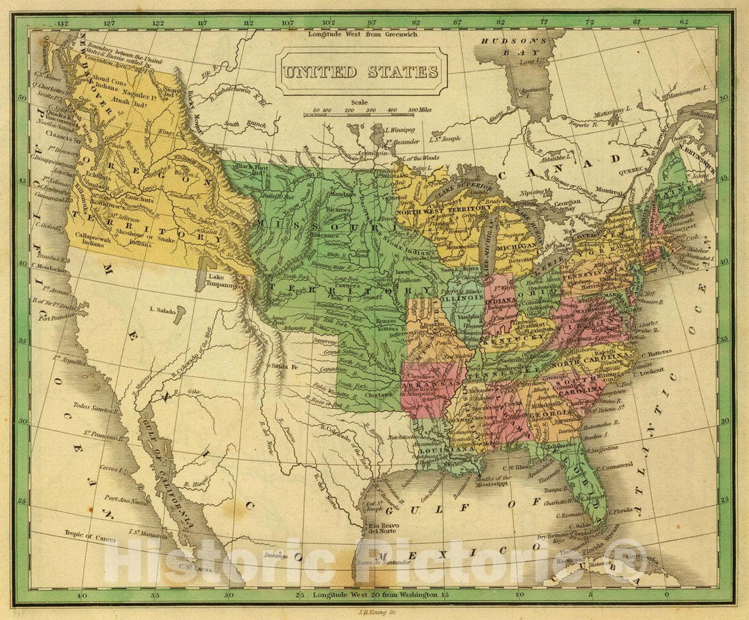 Historic Map : United States. J.H. Young Sc. (Philadelphia: John Grigg, No. 9 North Fourth Street. 1830), 1830 Atlas - Vintage Wall Art