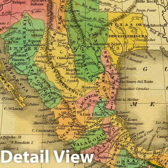 Historic Map : Mexico, U.S. West, , Central America Mexico and Guatimala. J.H. Young Sc. (Philadelphia: John Grigg, No. 9 North Fourth Street. 1830), 1830, Vintage Wall Art