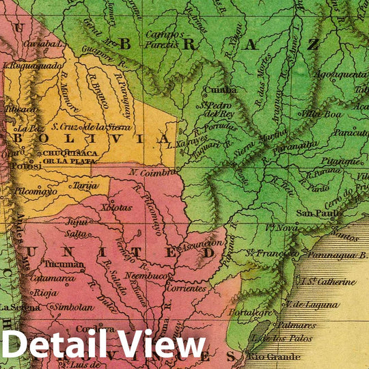 Historic Map : South America. J.H. Young Sc. (Philadelphia: John Grigg, No. 9 North Fourth Street. 1830), 1830 Atlas - Vintage Wall Art