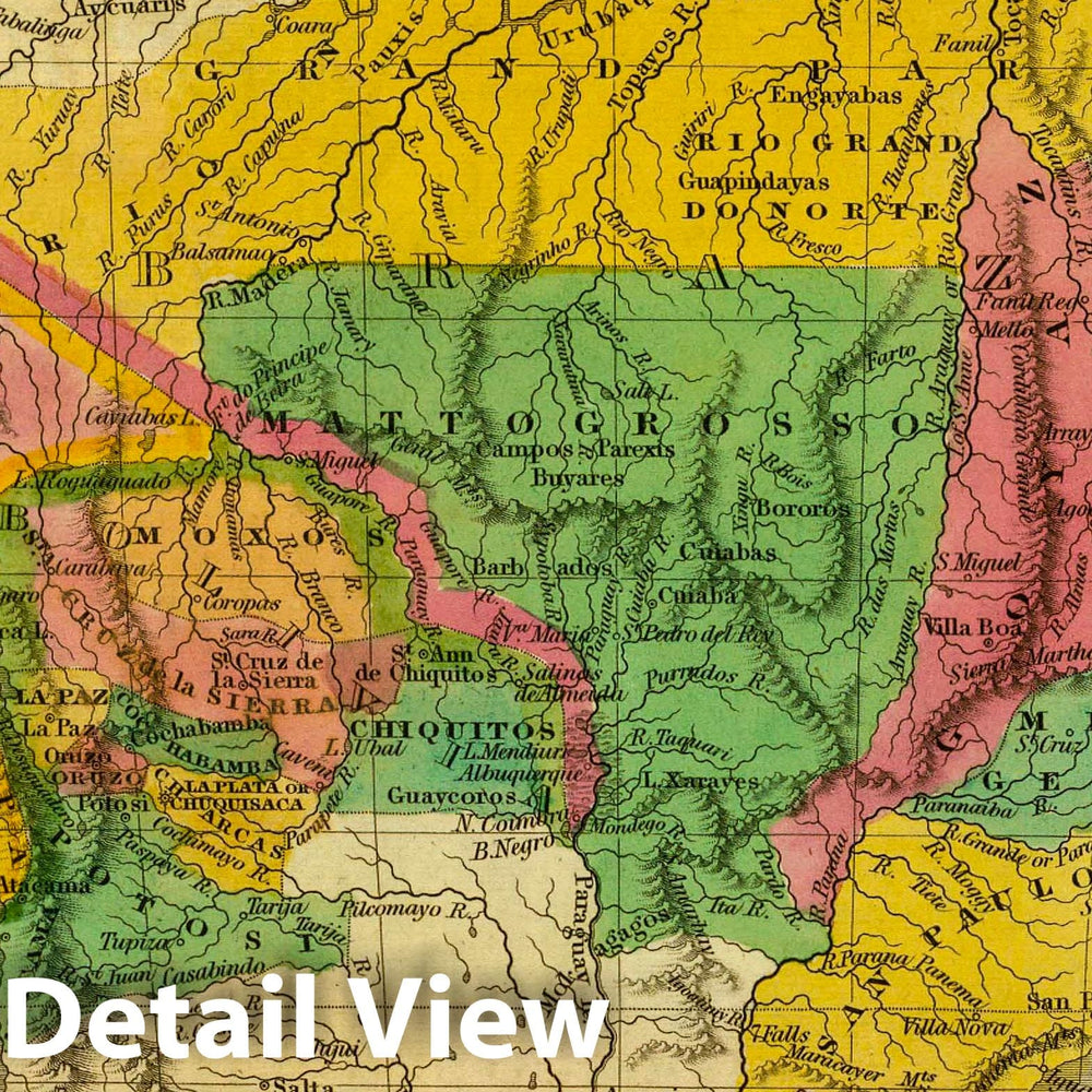 Historic Map : Brazil; Peru, , South America Brazil, Bolivia & Peru. J.H. Young Sc. 1830, Vintage Wall Art