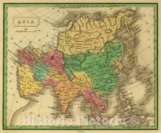 Historic Map : Asia. J.H. Young Sc. (Philadelphia: John Grigg, No. 9 North Fourth Street. 1830), 1830 Atlas - Vintage Wall Art