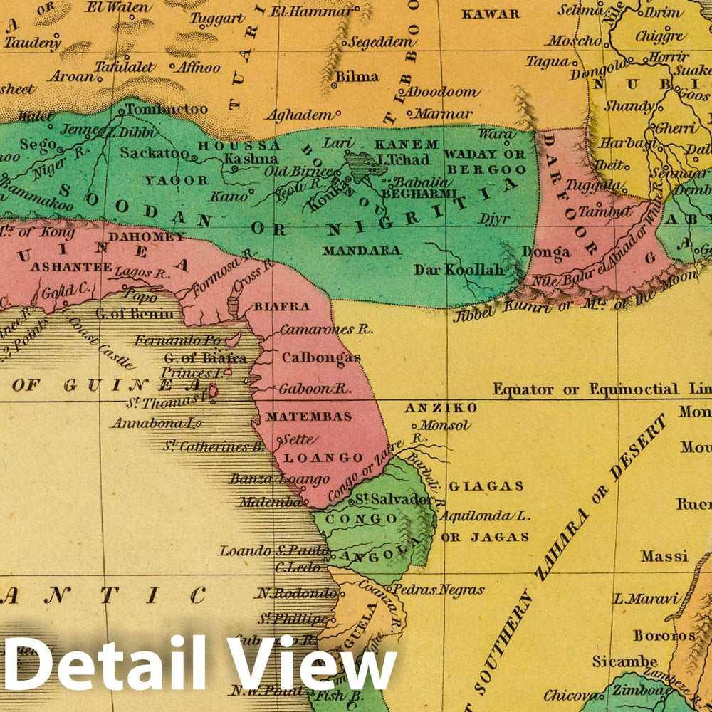 Historic Map : Africa. J.H. Young Sc. (Philadelphia: John Grigg, No. 9 North Fourth Street. 1830), 1830 Atlas - Vintage Wall Art