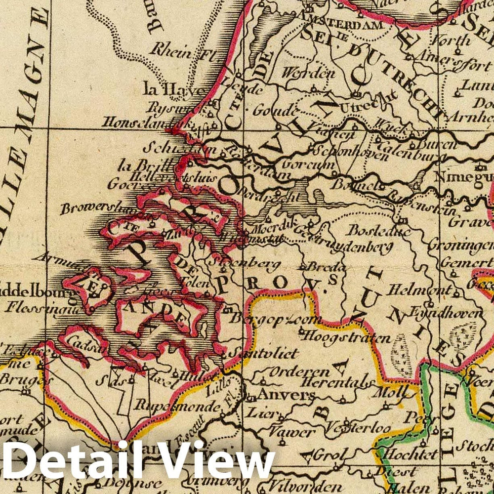 Historic Map : Belgium; Netherlands, Benelux countries Les Pays Bas Septentrionaux et Meridionaux. A Paris, Chez Lattre, avec priv. (ca. 1800), 1800 Atlas , Vintage Wall Art