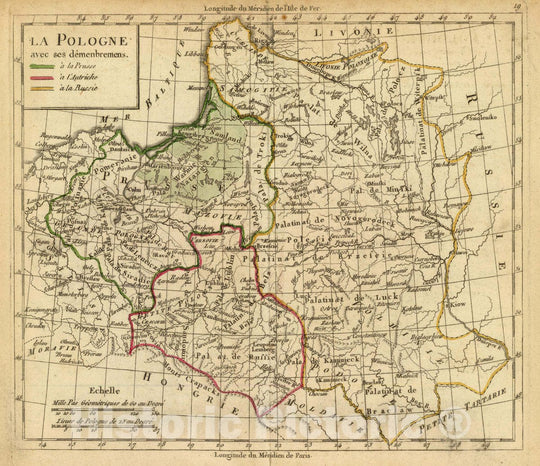 Historic Map : Lithuania; Poland, Europe, Eastern La Pologne avec SES demenbremens. (A Paris, Chez Delamarche, Geogr, ca. 1800), 1800 Atlas , Vintage Wall Art