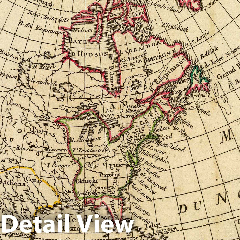 Historic Map : Amerique Septentrionle. divisee en SES principaux etats. A Paris, Chez Delamarche, Geo, 1783. (ca. 1800), 1800 Atlas - Vintage Wall Art