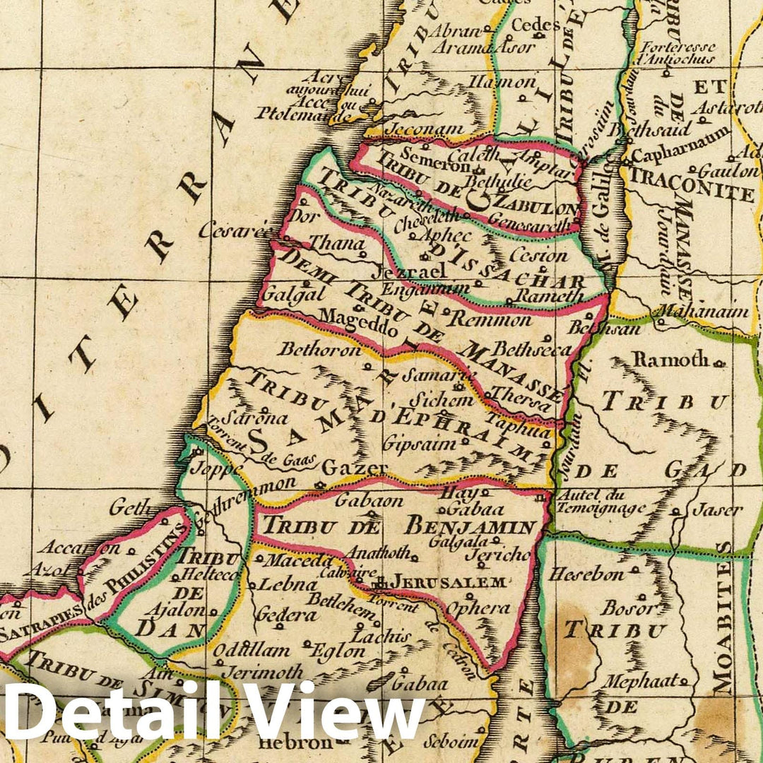 Historic Map : Israel; Palestine, Middle East Carte des 12 tribus d'Israel. A Paris, Chez Delamarche, Geog, avec priv. (ca. 1800), 1800 Atlas , Vintage Wall Art