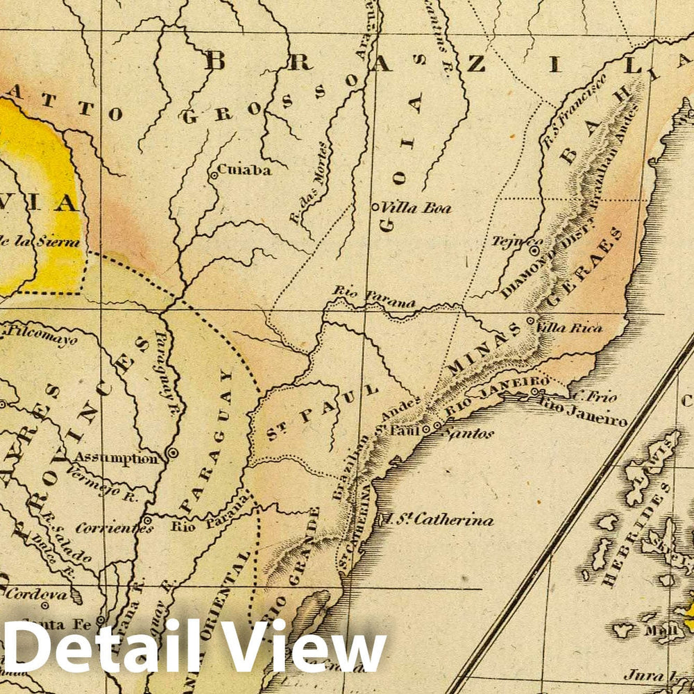 Historic Map : South America, British Isles, 1828 Atlas - Vintage Wall Art