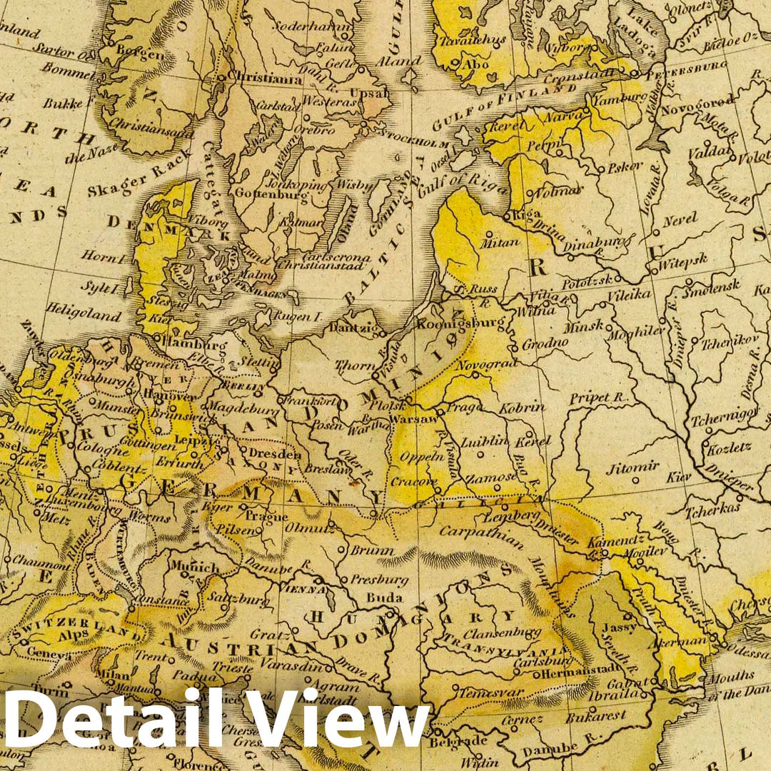 Historic Map : Europe. Engraved for Morse's School Geography. (Published by Richardson & Lord. Sold Also by Collins & Hannay, New-York, 1828), 1828 Atlas - Vintage Wall Art