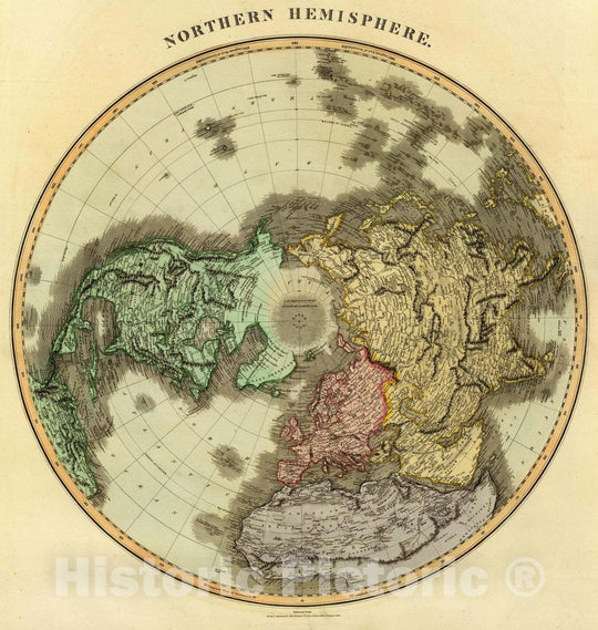 Historic Map : Northern Hemisphere. Kirkwood sculp. Drawn & Engraved for John Thompson Co.'s New General Atlas, 12 August 1814, 1814 Atlas - Vintage Wall Art