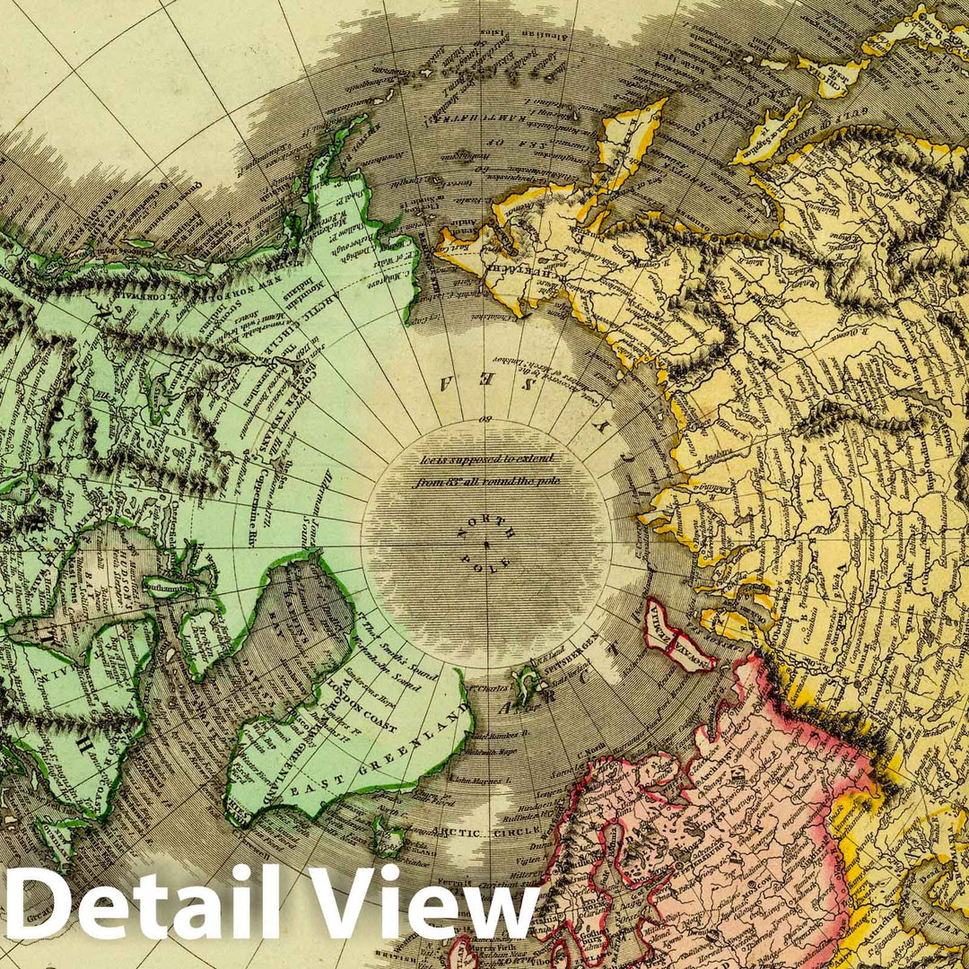 Historic Map : Northern Hemisphere. Kirkwood sculp. Drawn & Engraved for John Thompson Co.'s New General Atlas, 12 August 1814, 1814 Atlas - Vintage Wall Art