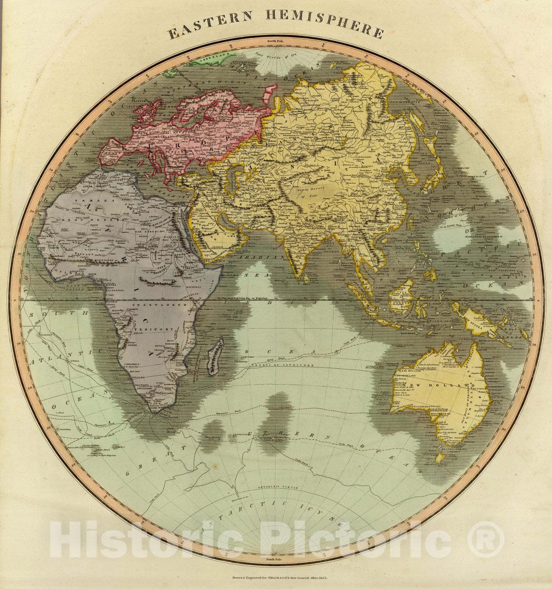 Historic Map : Eastern Hemisphere. Drawn & Engraved for Thomson's New General Atlas, 1815, 1815 Atlas - Vintage Wall Art