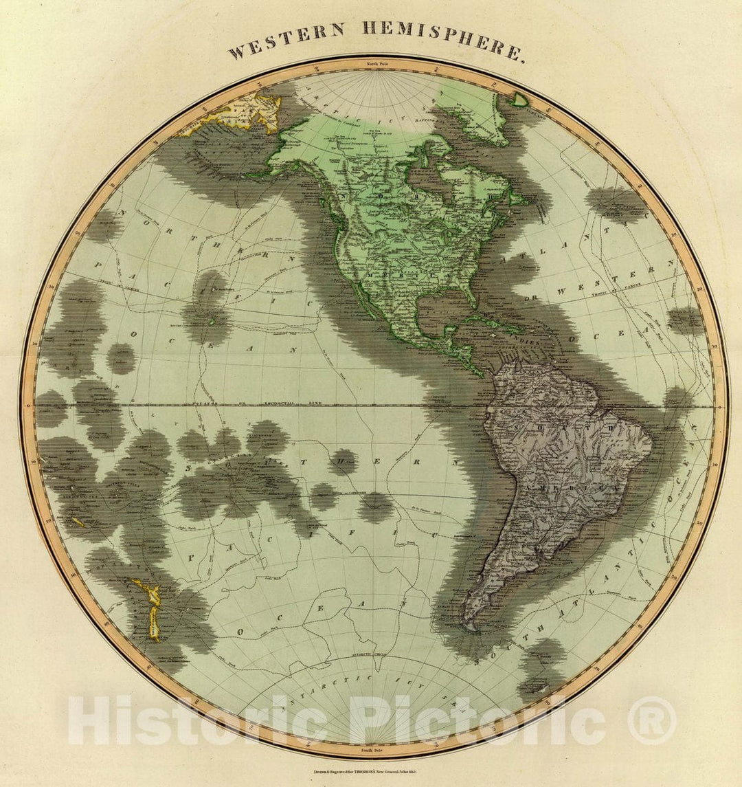 Historic Map : Western Hemisphere. Drawn & Engraved for Thomson's New General Atlas, 1815, 1815 Atlas - Vintage Wall Art