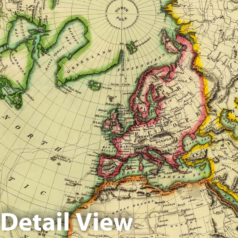 Historic Map : N. Hemisphere, Plane of London, 1816 Atlas - Vintage Wall Art