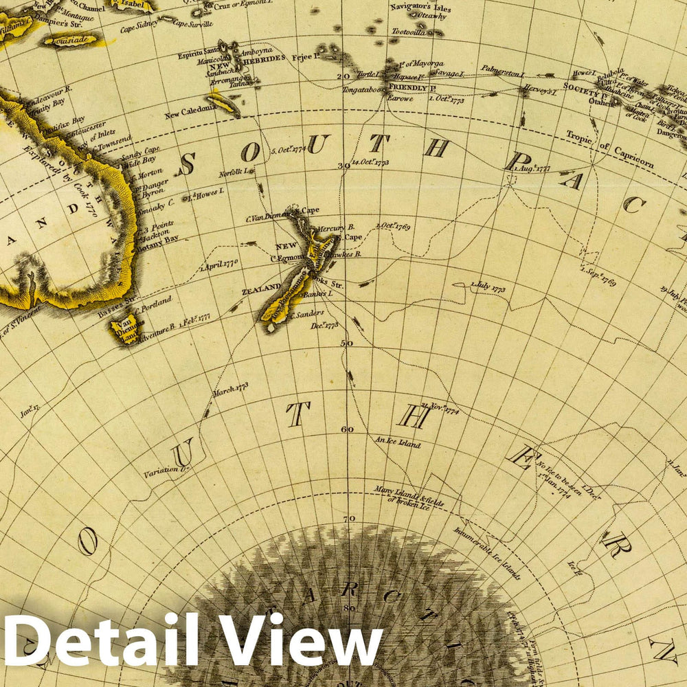 Historic Map : S. Hemisphere, Plane of London, 1816 Atlas - Vintage Wall Art