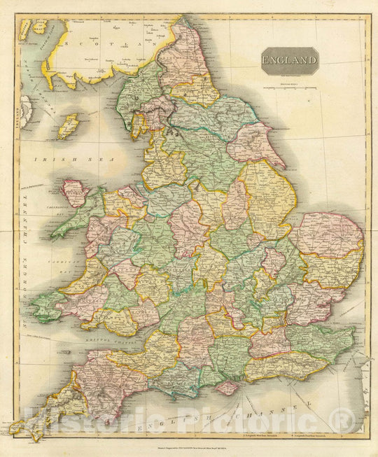 Historic Map : England. Neele Sculpt, Strand, London. Drawn & Engraved for Thomson's New General Atlas, Septr. 16, 1814, 1814 Atlas - Vintage Wall Art