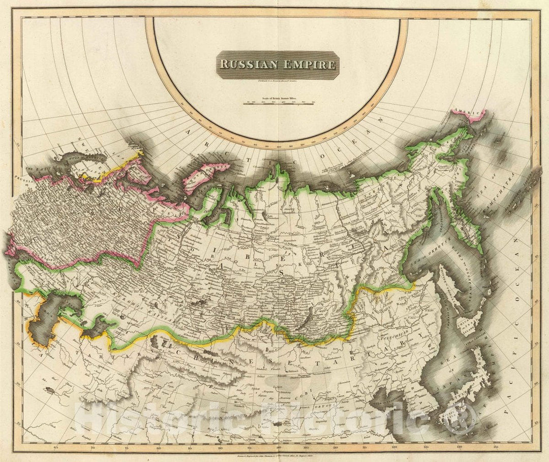 Historic Map : Russian Empire. N.R. Hewitt Sc, 10 Broad Str, Bloomsby, London. Drawn & engraved for John Thomson & Co.'s New general, 12 August 1814, 1814 - Vintage Wall Art