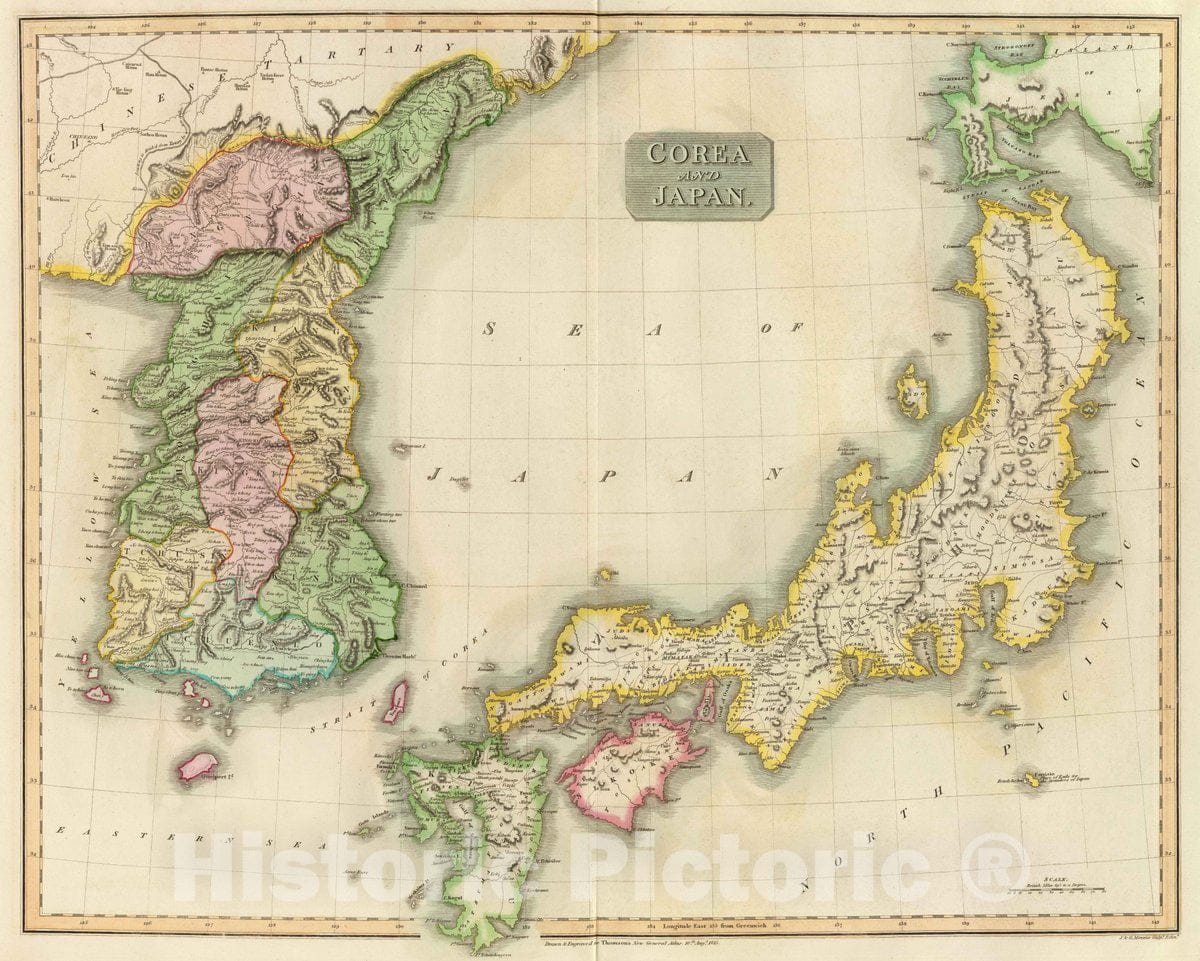 Historic Map : Japan; Korea, Corea and Japan. 1815, Vintage Wall Art