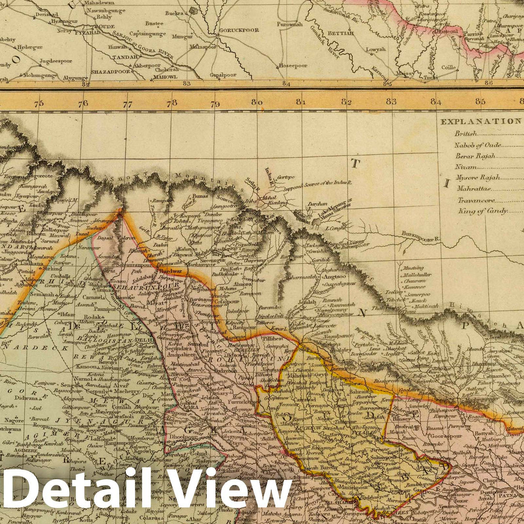 Historic Map : India; Nepal, South Asia Northern Hindostan. Cabul. Napaul., 352 Strand. 1817, Vintage Wall Art