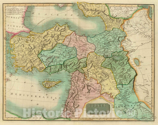 Historic Map : Turkey in Asia. Engd. by W. Dassauville. (Drawn & Engraved for Thomson's New General Atlas, 1817), 1817 Atlas - Vintage Wall Art