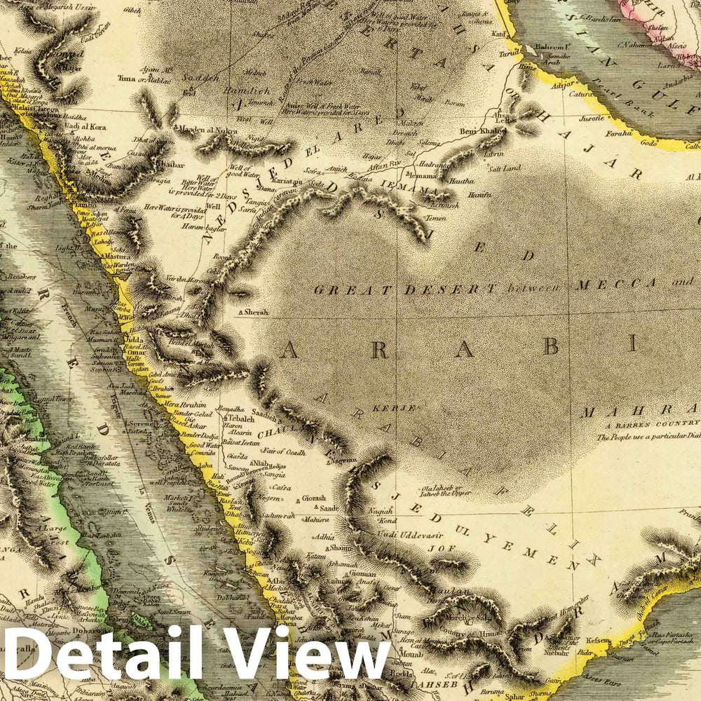 Historic Map : Arabia, Egypt, Abyssinia, Red Sea, 1814 Atlas - Vintage Wall Art